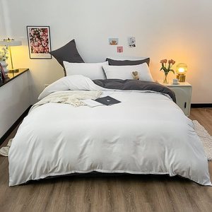 4종 세트 폴리에스터 침대 시트 이불 커버 모던 단색 사계절용 학생 기숙사 싱글 침구 - Product Image 4