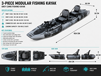 Kayak Plegable Modular 2026 de 3 Secciones, Portátil, con Pedales, Tipo Sit-on-Top, Doble Asiento, HDPE, con Sistema de Pedales, Almacenamiento, OEM