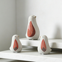 Ensemble de décorations d'oiseaux en céramique sur le thème de la famille, figurines d'oiseaux minimalistes faites à la main, vente en gros, cadeaux de décoration pour la maison