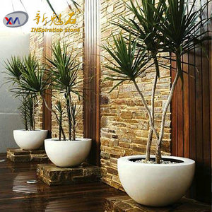 Nouveaux matériaux de construction en pierre, pot à fleurs en béton rond, durable, décoratif, bac de plantation pour l'aménagement paysager extérieur - Product Image 1
