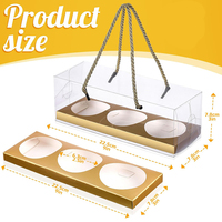 Boîte à cupcakes transparente suspendue en PET avec plateau en papier doré, emballage rectangulaire pliable personnalisé pour gâteaux et desserts