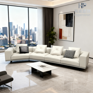 Italienisches Minimalistisches Sofa aus Vollnarbenleder für Wohnzimmer Kreatives Unregelmäßig Geformtes Sofa Hochwertiges Mehrsitzer-Ledersofa im Dillard-Stil - Product Image 6