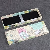 Boîte cadeau en carton pour stylos, vente en gros, entièrement imprimée, motif floral, colorée, vide, étui à stylos floral rose et bleu marine, emballage cadeau