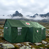 Tente de camping robuste à double couche en toile vert olive, abri imperméable quatre saisons pour les conditions climatiques froides et les interventions de secours en cas de catastrophe