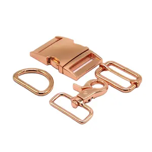 Pet collar full set hardware solid snap hook high quality pet collar side release buckle adjust slider use for dog cat