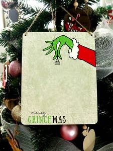 Personalizada Feliz <span class=keywords><strong>Grinchmas</strong></span> Huella de Navidad Handprint Actividad Imprimible Abuelo Recuerdo Kid's Craft Madera Corte Láser - Product Image 2