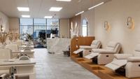 Conception d'intérieur personnalisée pour salon de manucure avec poste de travail professionnel, étagère de présentation et solution d'espace confortable pour les entreprises de beauté