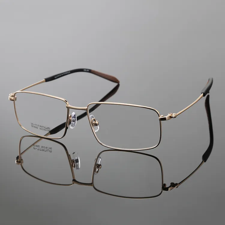 Lightweight recctangle titanium frames rubber end cover optical eyeglasses for men