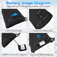 Batería Recargable de 7.4V 3350mAh para Guantes Calefactables, Batería de Repuesto de Iones de Litio para Guantes, Calcetines y Ropa con Calefacción Eléctrica, OEM