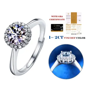 약혼 반지 여성을위한 작은 선물 진짜 다이아몬드 라운드 브릴리언트 컷 S925 웨딩 1ctmoissanite 반지 결혼 선물