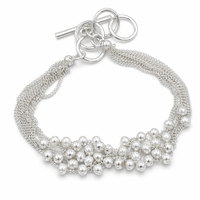 Bracelet à pampilles en cuivre plaqué argent pour femme, tendance, avec chaîne multi-brins, franges perlées, fermoir à bascule, OEM CN/GUA, cadeau, mode