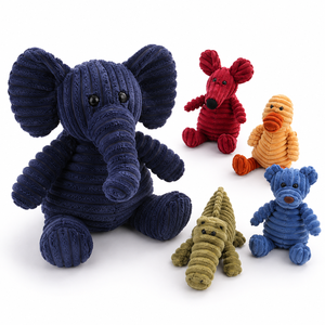 Sustainable Cartoon Animal Shaped Squeaky Dog Toys Durable Chewing Corduroy Cotton Plush for Big Dogs Play Feature - Product Image 2