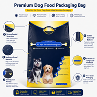 Sachet refermable à fond plat de 1,5 kg, 1,8 kg, 2 kg, conception personnalisée, sac scellé robuste pour l'emballage d'aliments pour chiens, chats et animaux de compagnie