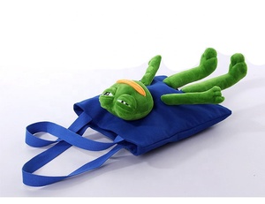 Cute Plush Green <strong>Frog</strong> Tote <strong>Bag</strong> Women's Canvas Zipper Shoulder Handbag Natural Canvas Student Tote <strong>Bag</strong> - Product Image 3
