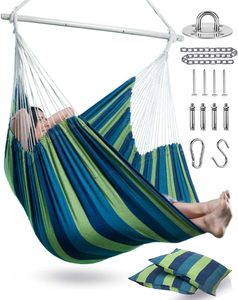 Fauteuil suspendu <span class=keywords><strong>XXL</strong></span> avec 2 coussins pour patio, véranda, chambre, jardin, intérieur et extérieur, comprend des kits de fixation - Product Image 4