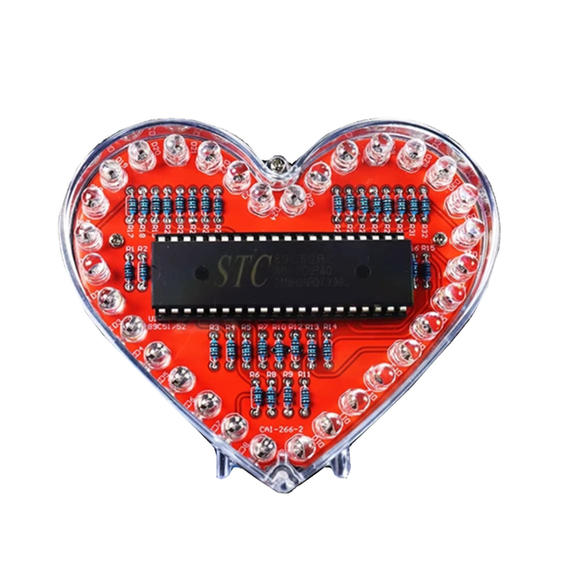 DIY Electronic Kit 25/32 LED RGB Colorful Flowing Water Light Heart-shaped Love Fun Welding School Soldering DIY Practice Board
