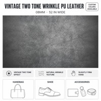 Tissu en cuir PU froissé bicolore vintage 0,8 mm 52 pouces de large couleurs personnalisées pour accessoires de sacs à main et chaussures vente en gros