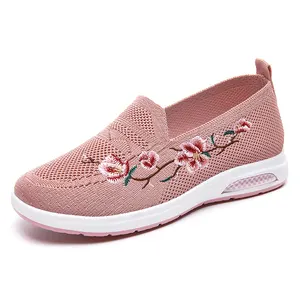 G-SK3 Women's Summer Slip-On Flat Shoes Casual Ladies Running Walking Style with round Toe Lightweight Knit Upper Mesh Insole