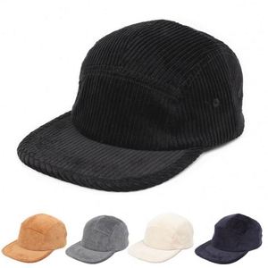 Casquette de baseball vintage en velours côtelé imperméable de haute qualité à 7 panneaux, avec boucle double boutonnage, style sportif, couleur unie, visière plate - Product Image 1