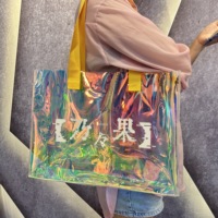 Sac d'emballage holographique transparent en PVC plastique de haute qualité, coloré, pour vêtements et sacs de courses avec logos – Vente chaude