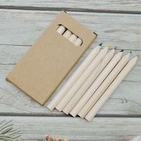 Lot de 6 mini-crayons de couleur non solubles en bois de tilleul avec boîte en papier, marque OEM, logo personnalisé Chine, pour promotion enfant