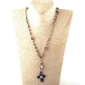 personalizzata da donna collana con catena in bronzo con perline di vetro magnetiche con ciondolo a stella croce di canna - Product Image 5