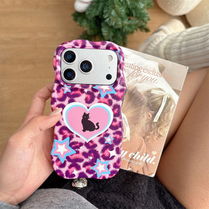 เคสโทรศัพท์มือถือลายเสือดาว Ripples Leopard Love Cat สำหรับ iPhone 17 16 15 Pro Max วัสดุ PC tpu ลายดาว IMD ผ้าลินิน พิมพ์ลายแบบ Sublimation ฝาหลังเปล่า - Product Image 3