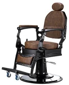 공장 공급 업체 하이 퀄리티 내구성 레트로 이발사 의자 다크 브라운 복고풍 이발사 의자 현대 살롱 남성 거실