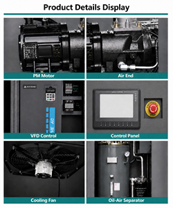 Compresseur d'air à vis portable à fréquence variable, <span class=keywords><strong>prix</strong></span> usine, 11kW/15kW/22kW/30kW 15HP/20HP/30HP, économe en <span class=keywords><strong>énergie</strong></span>, CE ISO9001, faible consommation - Product Image 4