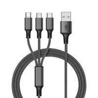 Câble de charge rapide universel 1M 2M 3M 2.4A en cuivre pur tressé en nylon 3 en 1 compatible avec iPhone 15