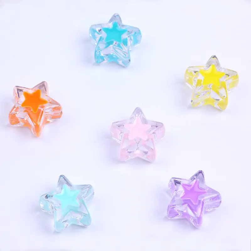 16mm Star Acrylic Beads with Enemale Colorful inside Beads for DIY Jewelry Making 0.5kg per bag