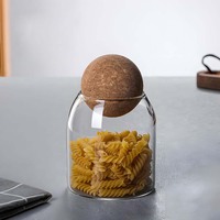 Porte-bidon de stockage en verre transparent avec couvercle en bambou hermétique Récipient décoratif moderne Bocal en verre