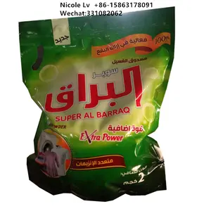 2kg bolsas de pie con fondo paquete detergente en polvo de detergente de lavandería para el Yemen del mercado