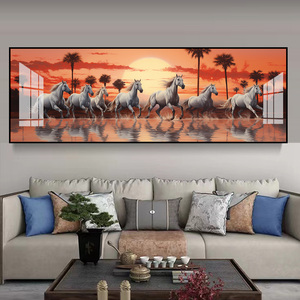 2025 Fabrikanten Groothandel Wild Paard Hardlopen Groot Formaat Kunst Decor Schilderij Aluminium Frame Kristallen Porselein Schilderij - Product Image 3