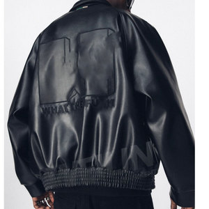 Leather <strong>Jackets</strong> Custom <strong>Letter</strong> Embossed Logo Pu <strong>Mens</strong> Leather <strong>Jackets</strong> Bomber Leather <strong>Jacket</strong> for <strong>Men</strong> - Product Image 3