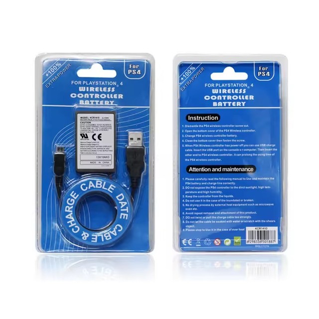 3.7V 2000mAh Replacement Rechargeable Battery for PS4 and Slim Pro Joystick Battery Pack Controller Batteries USB Charging Cable