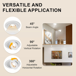 ETL năng lượng Sao chứng nhận Gimbal LED Đèn ánh sáng 12 Wát hiện đại nhúng có thể 360 + 90 Độ Điều Chỉnh Directional IP40 Downlight - Product Image 2
