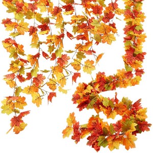 Guirlande de feuilles d'érable artificielles Ningxiang 100cm-200cm, fleurs en soie pour décoration intérieure automne, Thanksgiving, Halloween, récolte - Product Image 5