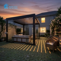 Pergola moderne de luxe en aluminium Sweet Home, toit à lamelles bioclimatiques motorisé, auvent extérieur imperméable, éclairage LED