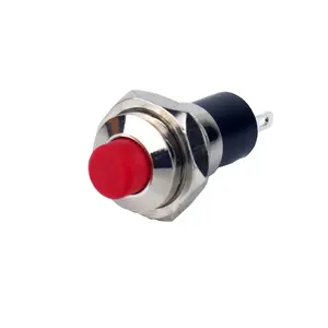 7mm Mounting Hole Size With 2 Pin Terminals Latching Push Button Switch High Round Head Push Button Waterproof