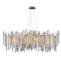 Lustre moderne en acier de luxe léger, luminaire principal pour salon, lampe design élégante en cristal en forme de branche d'arbre pour hall