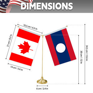 ธงตั้งโต๊ะรูปตัว Y พร้อมฐานโลหะสำหรับตกแต่งธงขนาดเล็กที่ปรับแต่งได้ (ธงแคนาดาและลาว) - Product Image 2