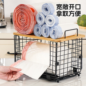 Cesta de Almacenamiento para Bolsas de Basura de Cocina, de 2 Niveles, Metálica y de Madera, Plegable, Multifuncional, para Uso en la Encimera - Product Image 4