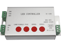 Controlador de Píxeles LED RGB CY H801SB con Tarjeta SD, Interruptor Manual, Carga Máxima de 144W, DC5V-DC24V, Control Remoto de 10m, Construcción de Aluminio