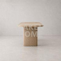 Table de salle à manger OAKEN en marbre, base en pierre naturelle, meubles de luxe sur mesure, table de cuisine ovale, meubles pour la maison