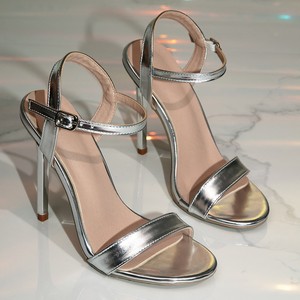 Sandales à talons aiguilles métalliques brillantes pour femmes, style US/UE, avec bride <span class=keywords><strong>de</strong></span> cheville réglable, bout rond, idéales pour les bals et les mariages – Nouveauté très prisée - Product Image 2