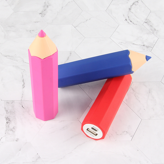 Custom Promotional Gift Pencil Power Bank logo High Capacity 2600mAh Portable Mini Power Bank
