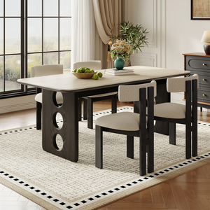 Modern Minimalist White Stone Top Dining Table Rectangle Stable Framework Structure For Home Use - Product Image 4