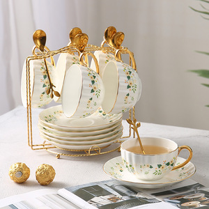 Set di Tazza e Piattino in Porcellana di Lusso Stile <span class=keywords><strong>Inglese</strong></span> ed Europeo con Design Floreale, Resistente al Calore, Regalo Aziendale - Product Image 1