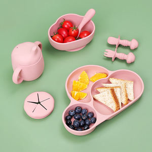 Juego de Vajilla de Silicona para Bebés y Niños Pequeños, Libre de BPA, Plato y Tazón con Succión, Diseño Impreso, Botella de Agua - Product Image 5
